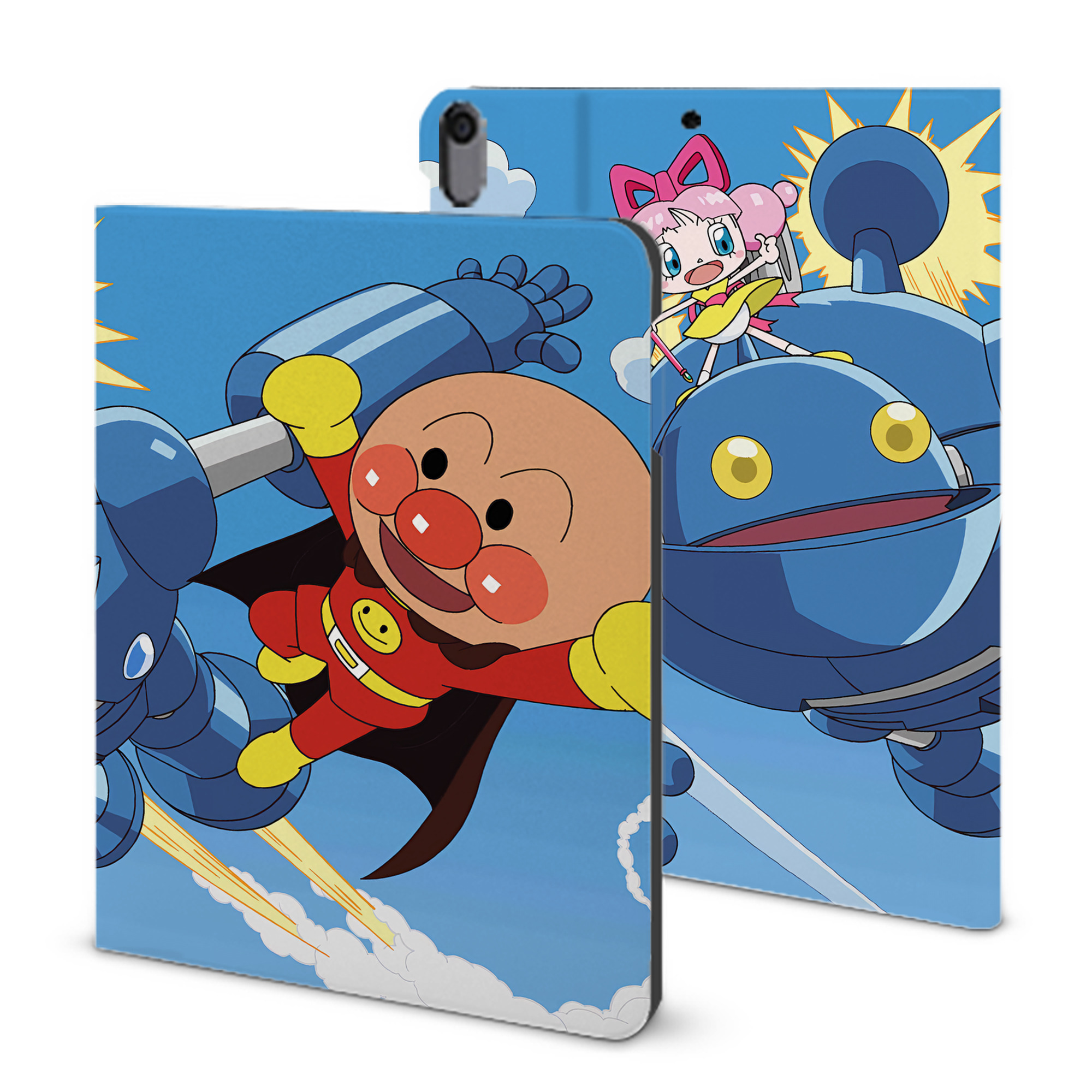 （画像用） アンパンマン Anpanman IPad ケース ブック型 PUレザー TPU 耐衝撃 軽量 薄型 ペン収納なし 全面保護 IPad 各モデル対応